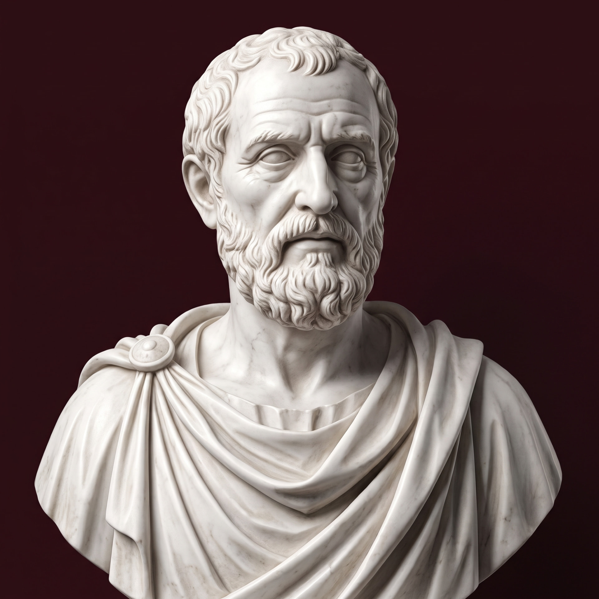 A marble bust of the Roman architect Vitruvius